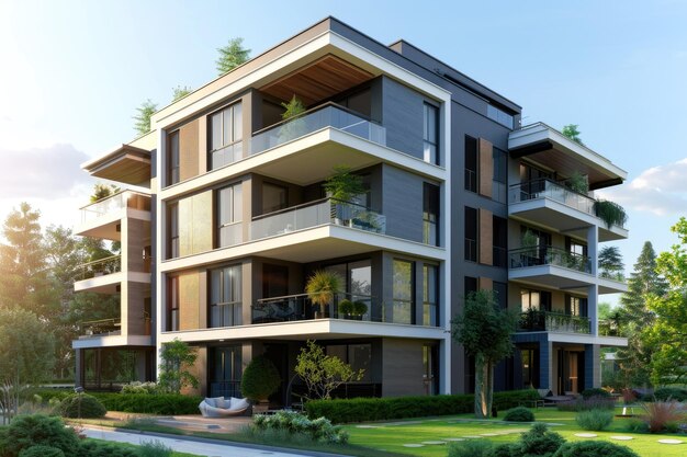Modern Apartment Building Exterior Sunny Day 641503 149441